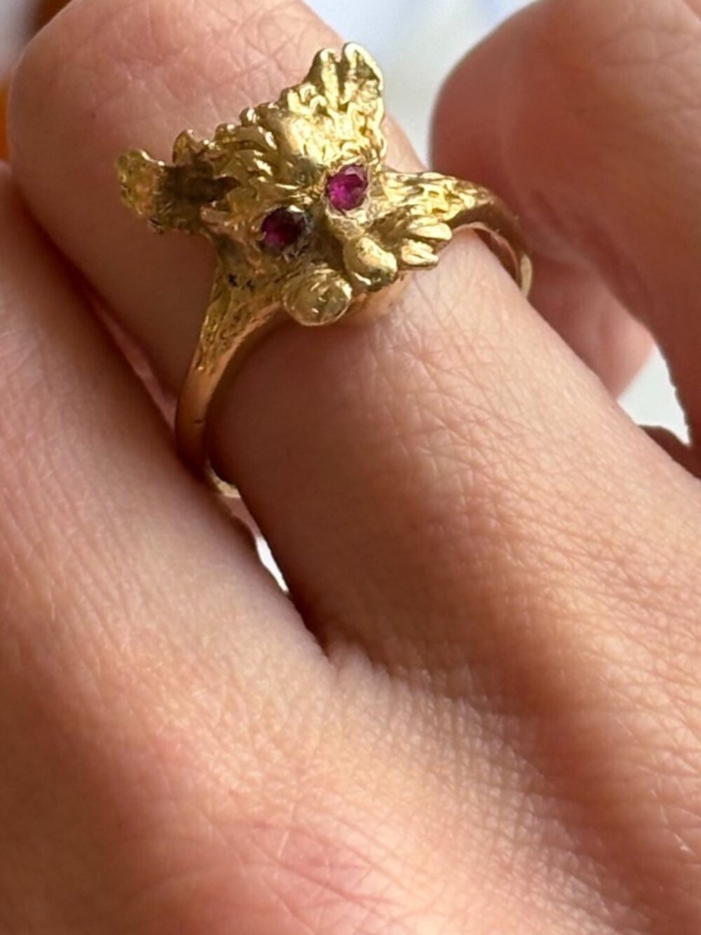 Vintage 14K Gold Scottie Dog Gemstone Jewelry Ring